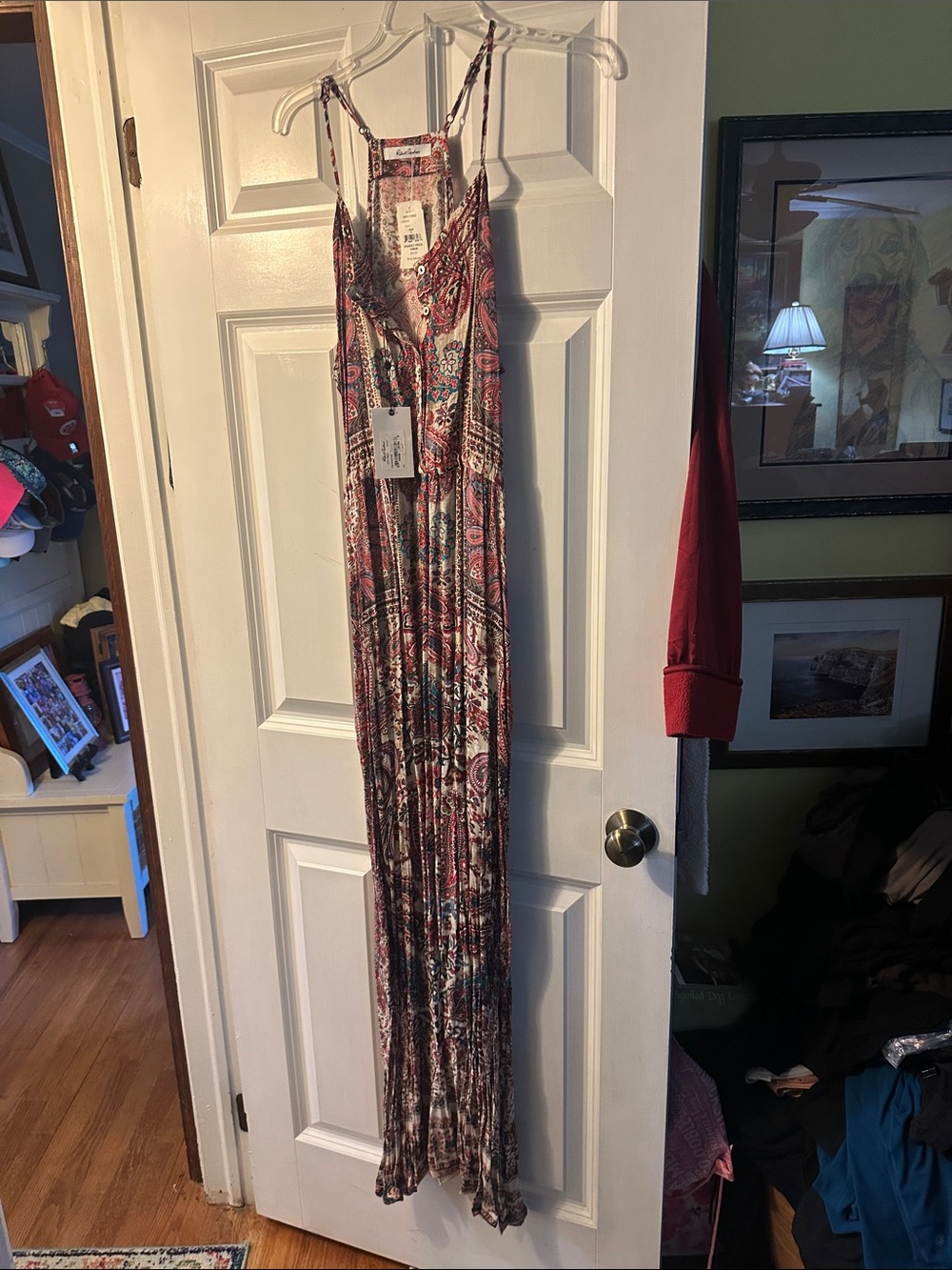Robert Graham Paisley Camisole Dress in Red and Teal Accents
